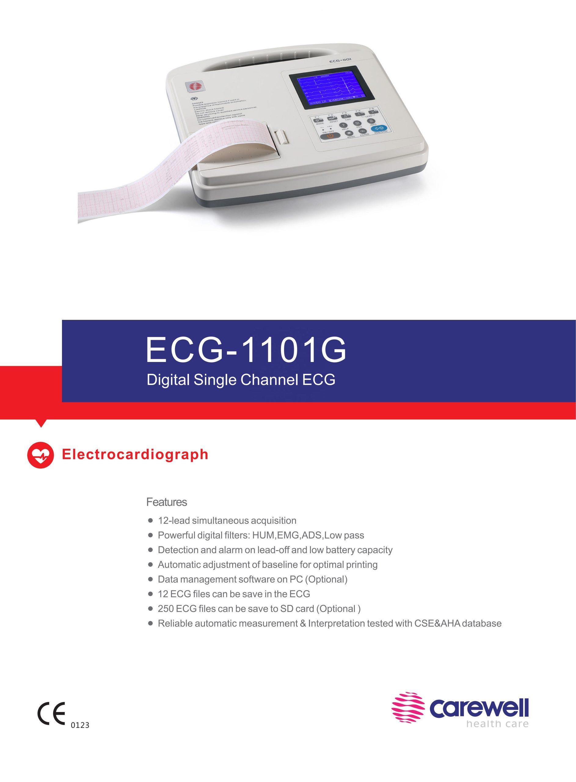 دستگاه نوار قلب تک کانال Carewell مدل 1101G